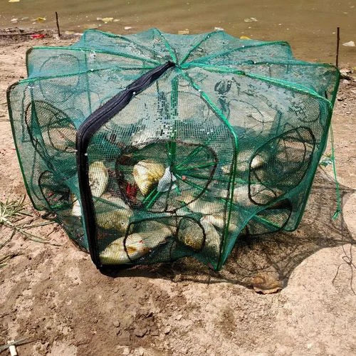 New Fishing Traps Mesh Cage Foldable Crayfish Catchers Crab Fish Cage Trap Net Nylon Casting Fishing Mesh Shrimp Net for Tackle