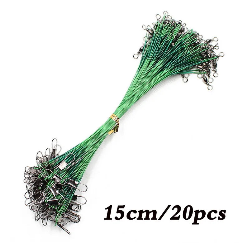 Fishing Line Steel Wire Leader With Swivel Fishing Accessory Lead Core Leash Fishing Wire 15cm 20cm  30cm