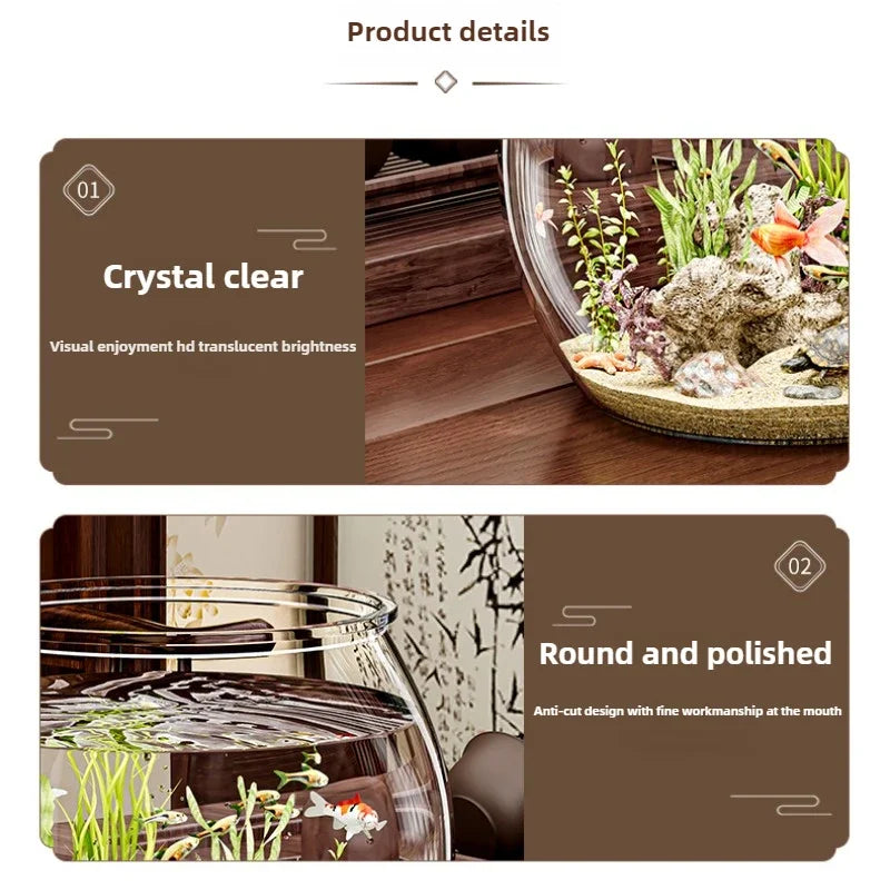 PET Transparent Fish Tank  Durable Desktop Goldfish Turtle Tank Drop-Resistant Hydroponic Plant Holder  Round Water Basin