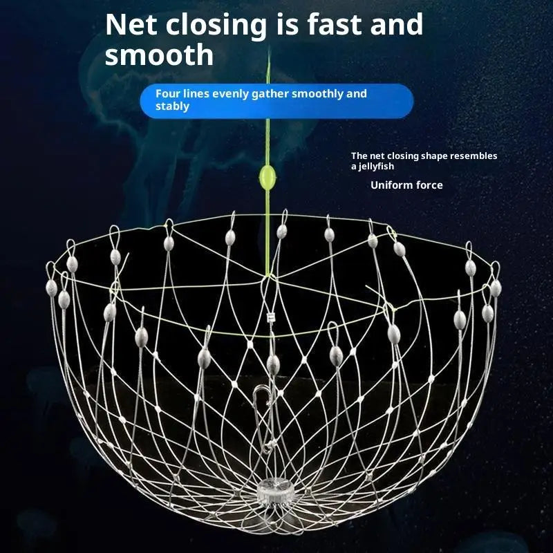 Fishing Net Cage Automatic Open Closing Wire Fish Crab Trap Net Steel Wire For Saltwater Seawater Outdoor Fishing Accessories