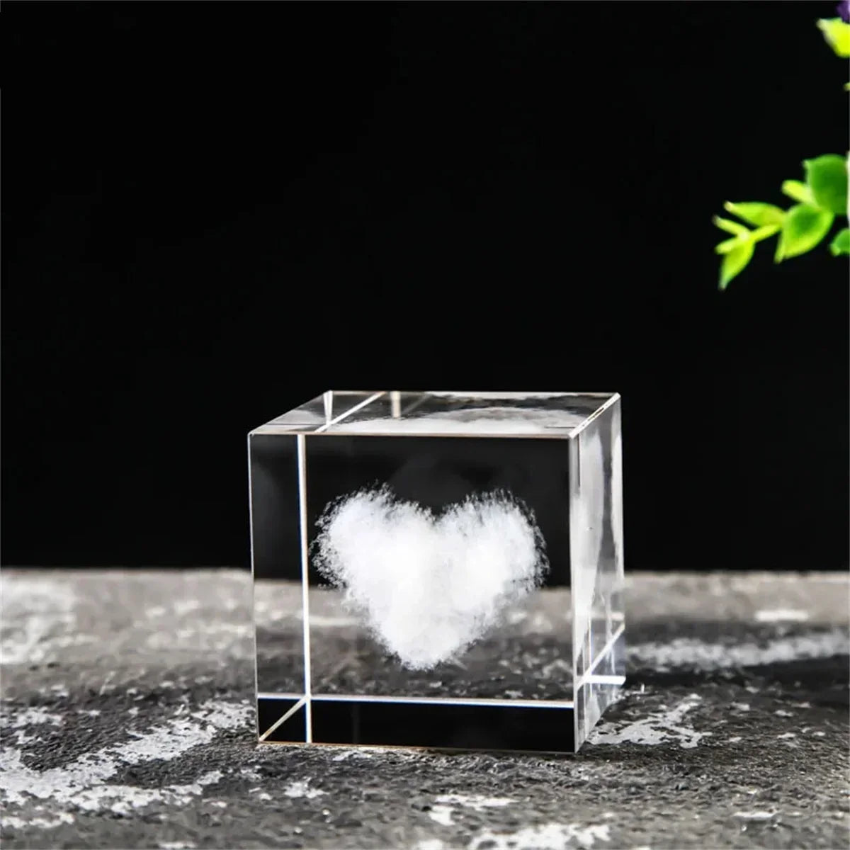 Rain Clouds Raindrop Cloud Square Crystal Ornaments Heart Shape Home Office Decor Birthday Valentine's Day Gifts