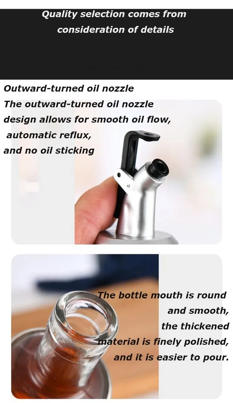 Stainless Steel Oil Bottle No-drip Bottles Soy Cruet Sauce Vinegar Condiment Dispenser Sturdy Seasoning Jars Kitchen Accessories