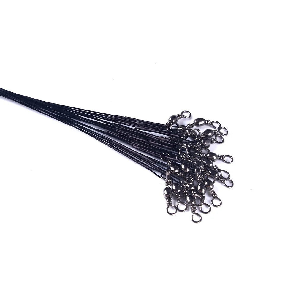 Fishing Line Steel Wire Leader With Swivel Fishing Accessory Lead Core Leash Fishing Wire 15cm 20cm  30cm