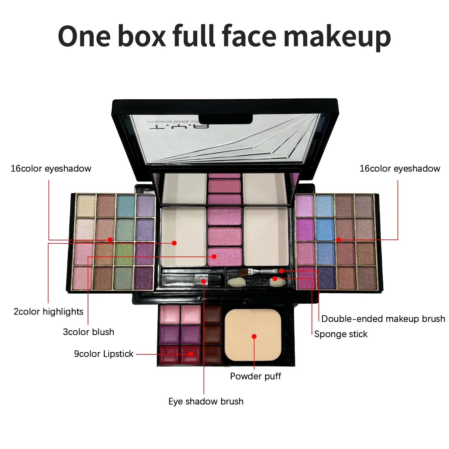 Makeup set 46 colors Pearl eye shadow Powder puff Powder blusher Lip gloss set combination T6145