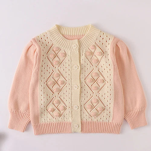 Winter Spring Baby Knitted Clothing Long Sleeved Floral Embroidery Knitting Coat Newborn Baby Girls Knitting Cardigan Sweater (Available)