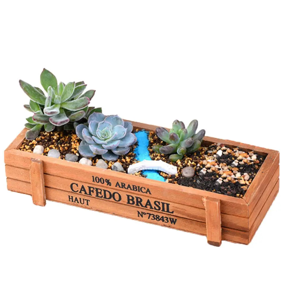1 PC Tools Garden Decor Trough Decorative Pots Succulent Boxes Rectangle Vase Vintage Crates Wood Flower Pot