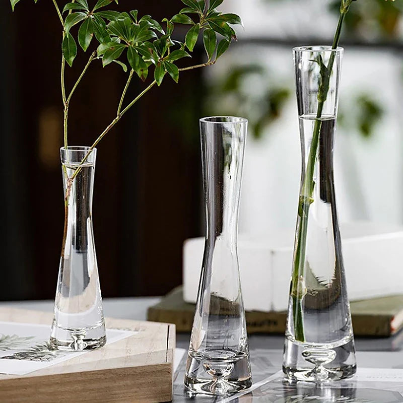 Transparent Glass Flower Vase Small Vase Hydroponics Plant Flower Terrarium Luxury Room Table Home Decor Wedding Decoration