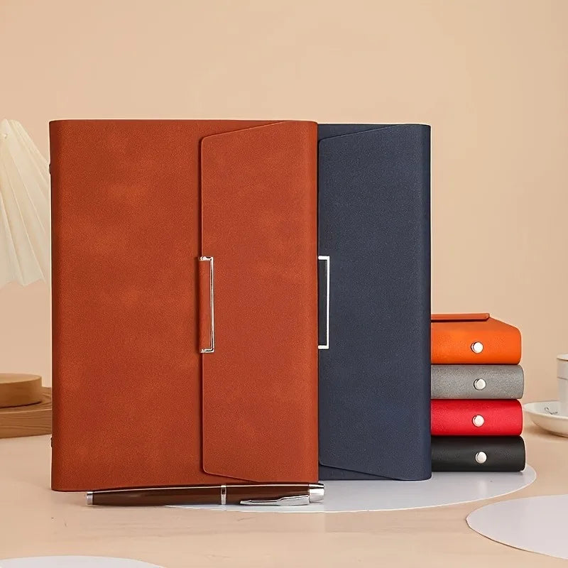 1 high-quality PU cover three fold binder, containing 100 sheets of A5 size paper and high-quality six hole metal rings
