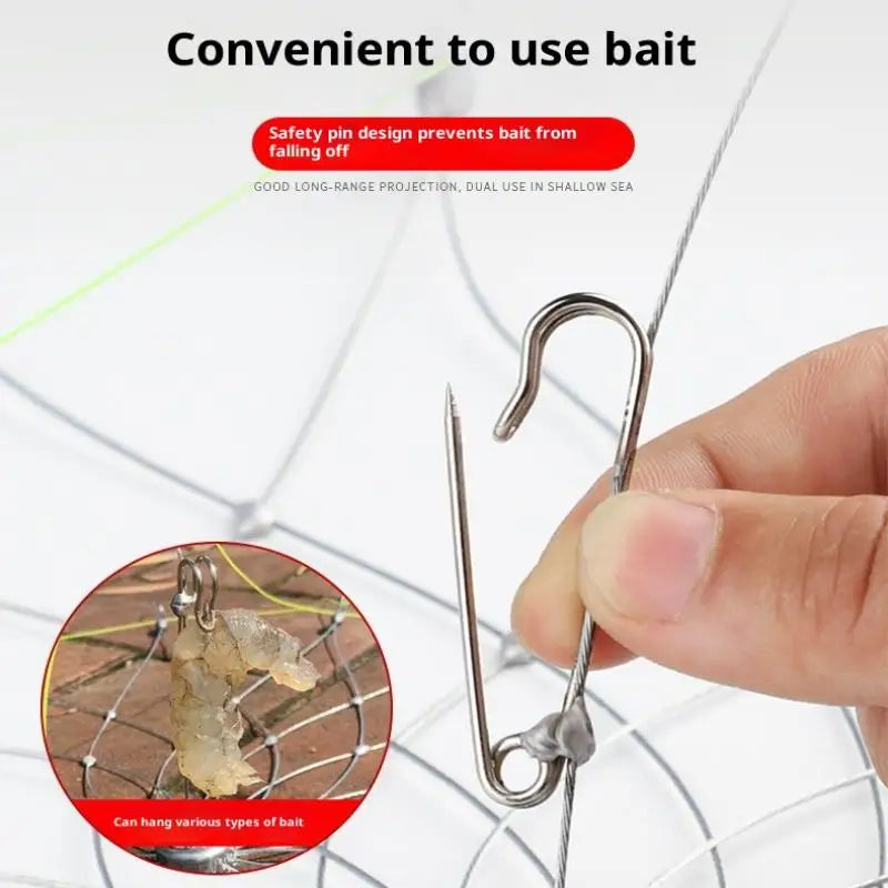 Fishing Net Cage Automatic Open Closing Wire Fish Crab Trap Net Steel Wire For Saltwater Seawater Outdoor Fishing Accessories