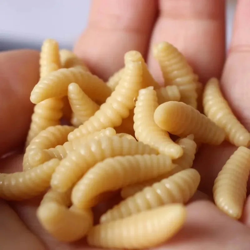 Portable Soft Silicone Bait Maggot Grub Soft Fishing Lure 2CM 50pcs/50x5pcs For Outdoor Fishing Accessories