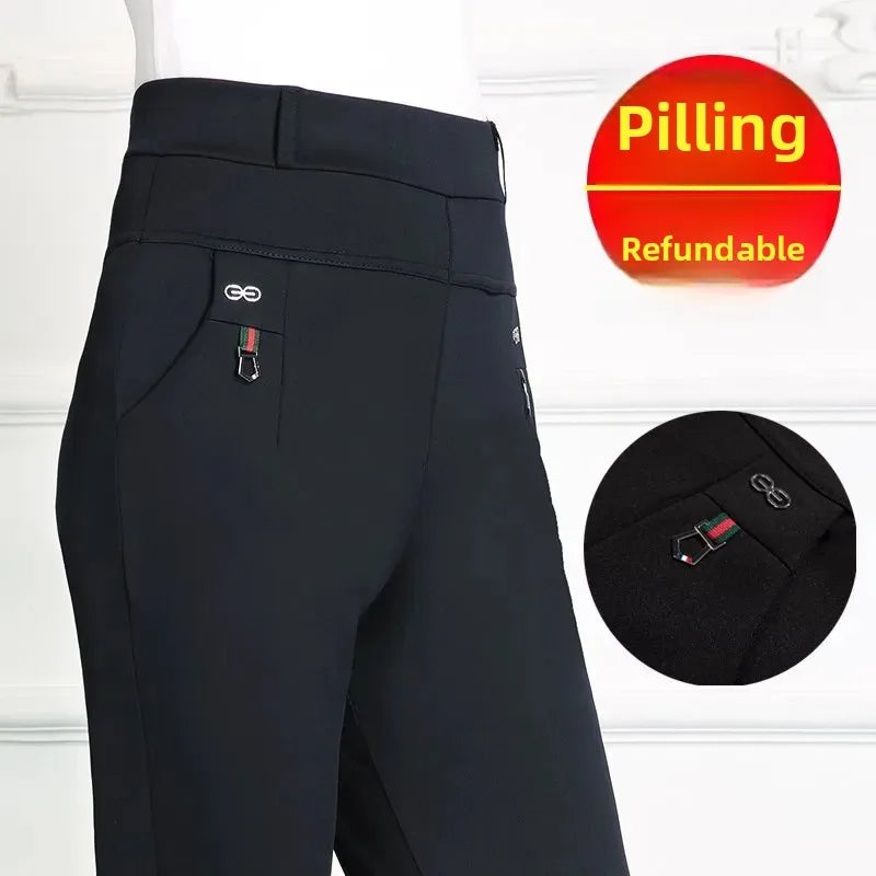 High Waist Loose Fit Elastic Mom Pants Women's Casual Trousers Spring Autumn Long Pants for Elderly Ladies Straight Leg
