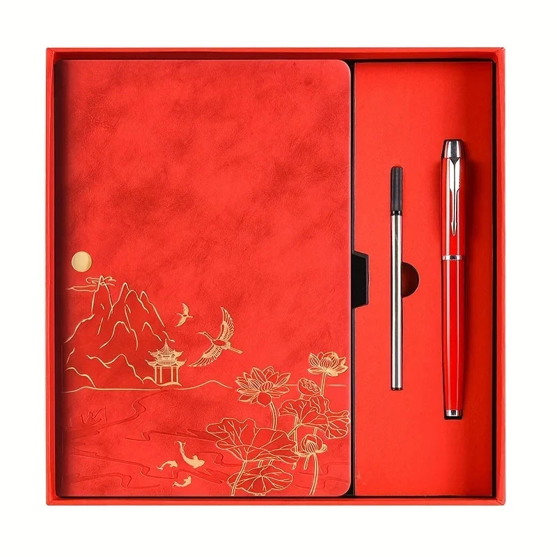 Notebook Set Single Book and Set Selection, Skin Feel and Color Changing PU Material Cover A5 Work Notebook Gift Box Set