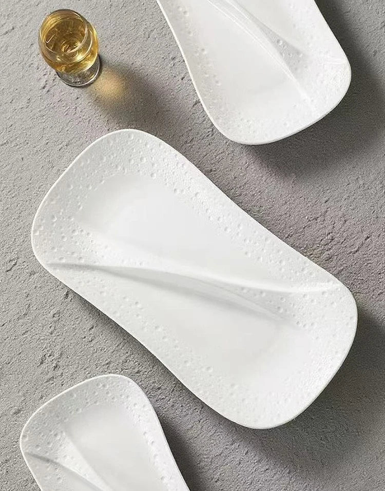 Creative Ceramic Divided Plate Dessert Serving Tray Commercial Hotel Home Sushi Fruit Snack Dish