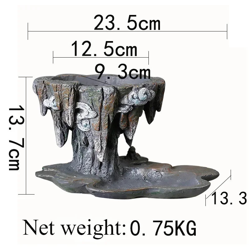 Chinese Style Personality Retro Creative Bamboo Resin Pot Indoor Succulent June Snow Pot Flower Machine Garden Accessories  Pots