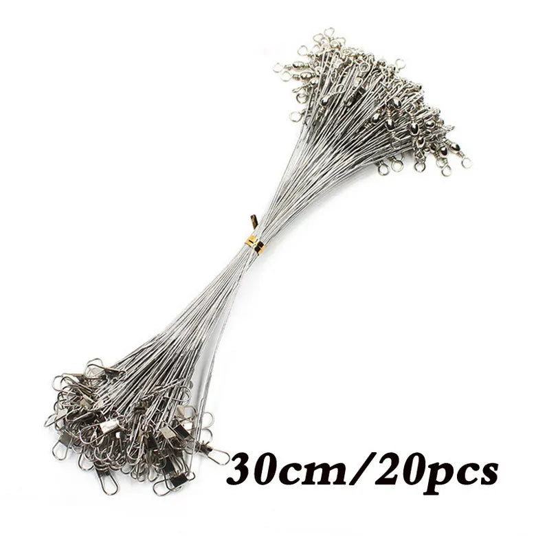 Fishing Line Steel Wire Leader With Swivel Fishing Accessory Lead Core Leash Fishing Wire 15cm 20cm  30cm