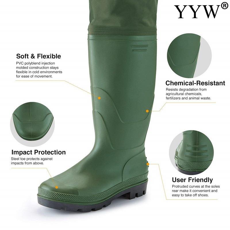 Fishing Wader Pants Overalls With Boots Set Adult Men Women Chest-Lenght Hunting Rice Transplanting Waterproof Trousers Suit