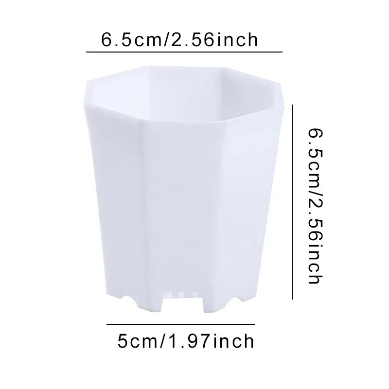 Octagonal Flowerpot Plastic Flower Pots Set White Plant Pot with Drainage Holes Indoor Outdoor Succulents Growth Pots ZYF