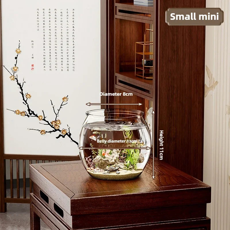 PET Transparent Fish Tank  Durable Desktop Goldfish Turtle Tank Drop-Resistant Hydroponic Plant Holder  Round Water Basin