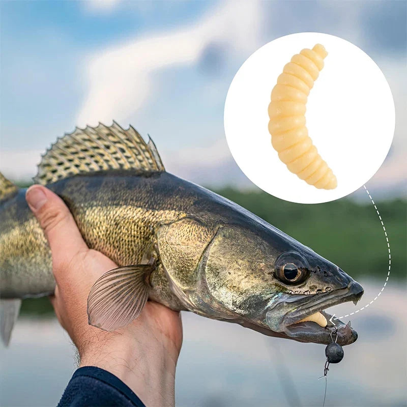 Portable Soft Silicone Bait Maggot Grub Soft Fishing Lure 2CM 50pcs/50x5pcs For Outdoor Fishing Accessories