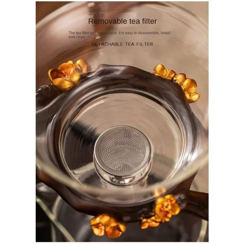 Glass Automatic Tea Set Lazy Tea Maker High End Magnetic Suction Teapot