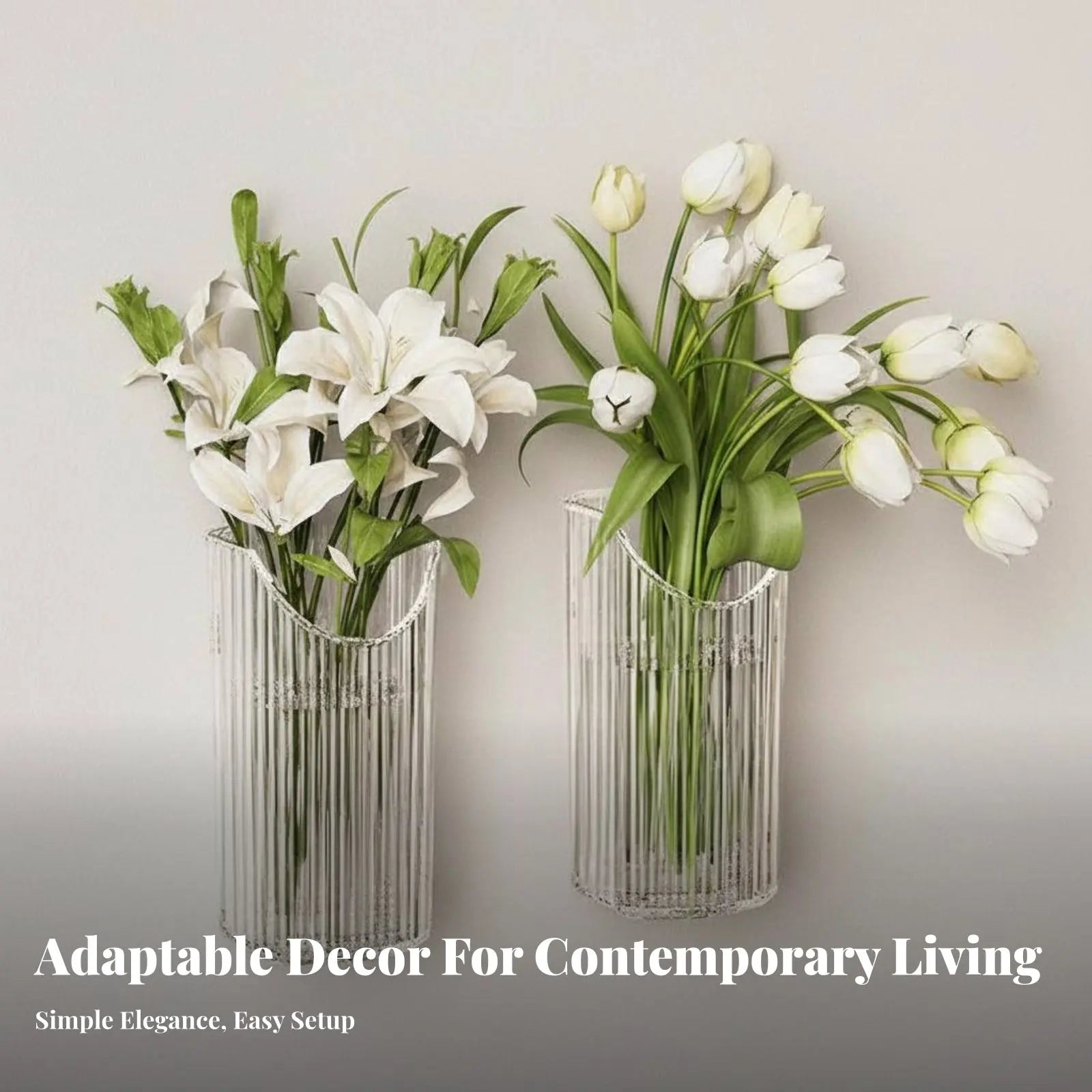 Adhesive Plant Holder No-Tools-Needed Installation Adhesive Ribbed Flower Holder Hydroponics Compatible Space-Saving
