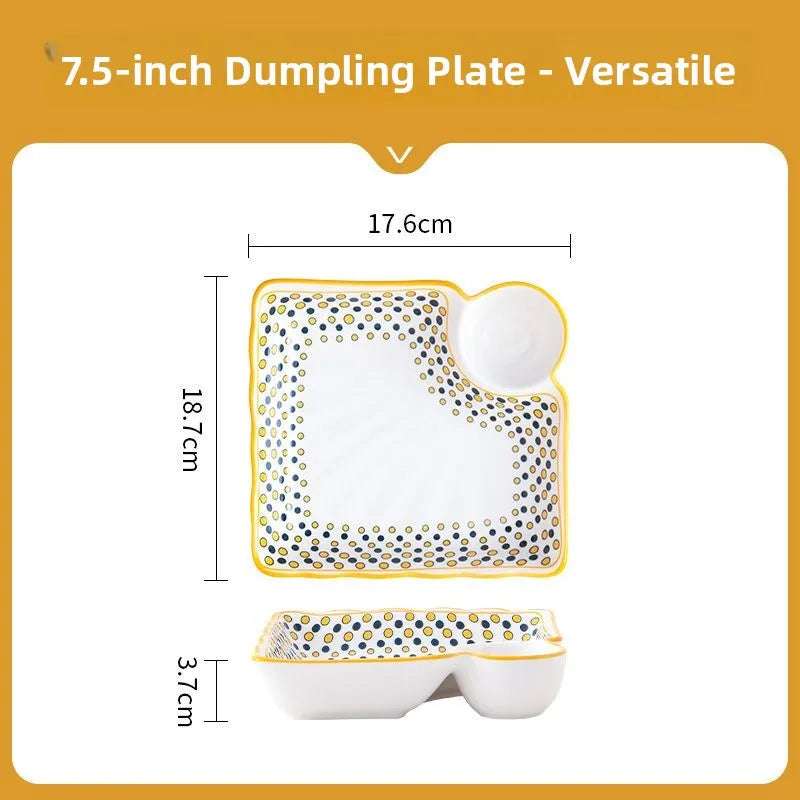 Cerc Plate Dining Di Heat Resistant Dumpling Plate with Vinegar Di Multi Functional Fruit Plate Trendy Network Bestseller