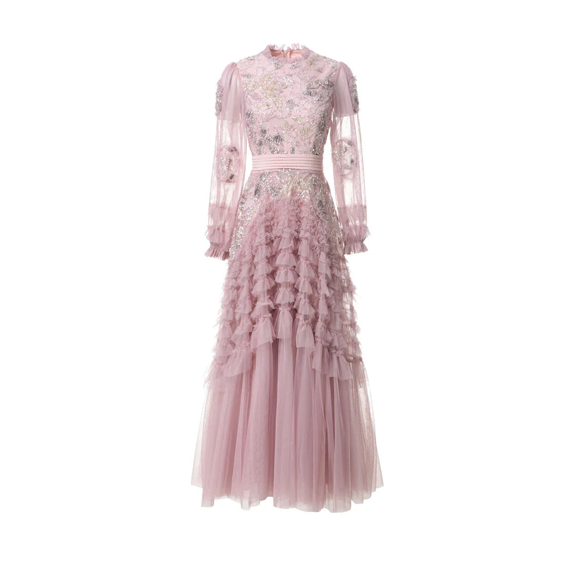 Women's Dresses O Neck Long Sleeves Beaded Tiered Ruffles Elegant Designer Lolita Party Vestidos