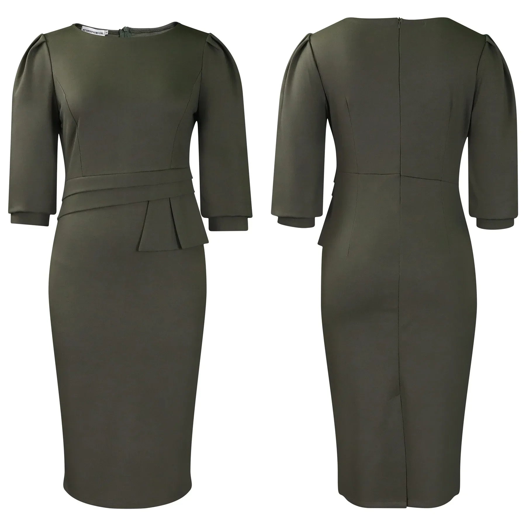 Elegant Office Dresses for Women O Neck Half Sleeve Sheath Package Hips Formal Business Work Wear Vestidos Mujer Dress Clothes