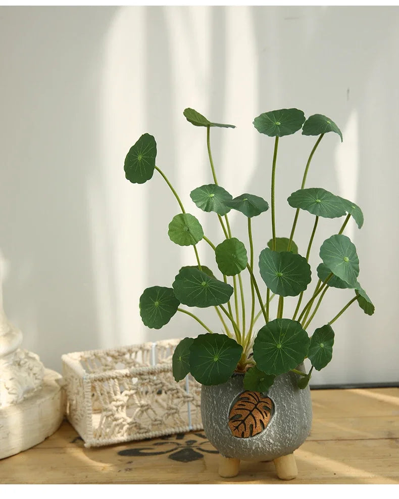 Artificial Lotus Plants Eucalyptus Leaves Plastic Tree Fake Plants Real Touch Copper Leafs For Home Office Decor