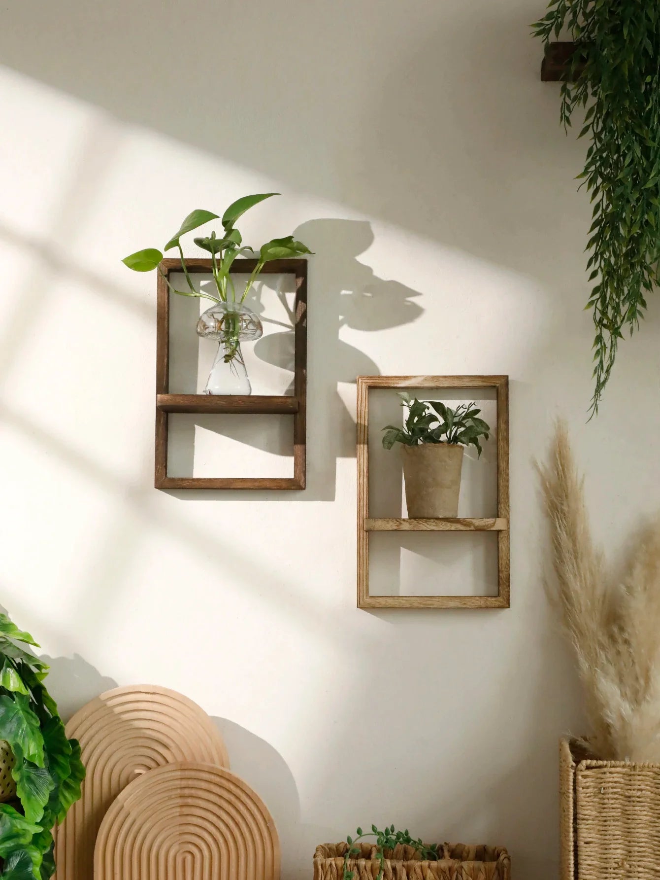 Wooden Display Shelf Floating Shelves Rustic Wood Shelves Wall Storage for Kitchen Bedroom Over Toilet Small Wall Mounted Gifts