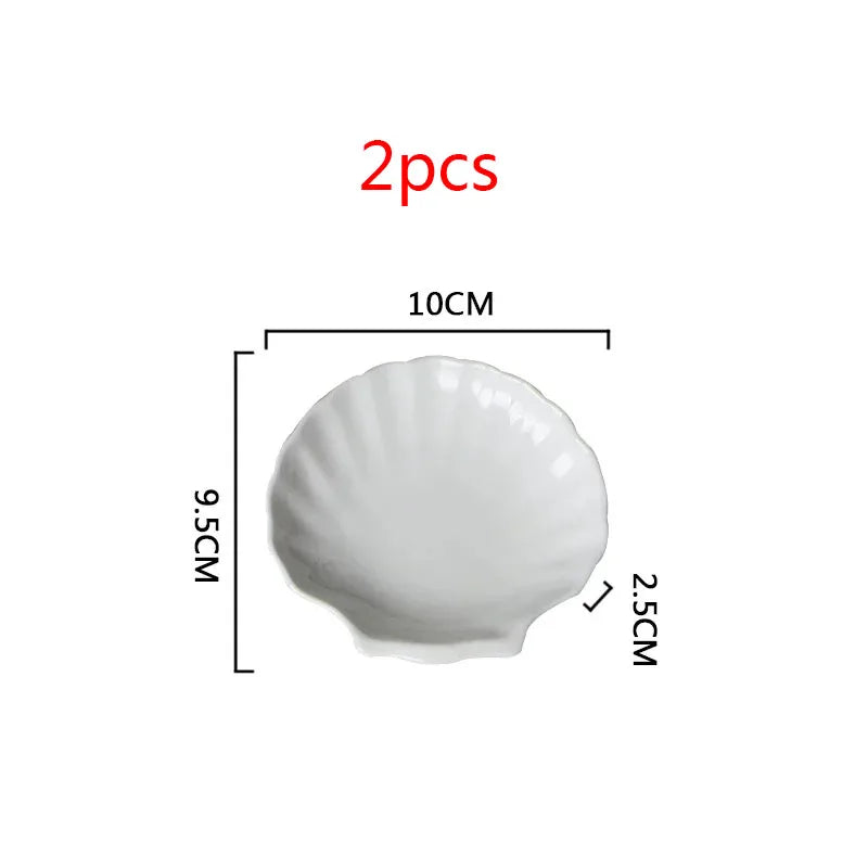 Creative Shell Shaped Ceramic Dinner Dish Household Tableware Snack Dessert Tray Hotel Restaurant Creative Tableware Pasta Plate