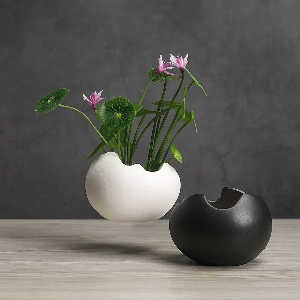 Creative Ceramic Flowerpot Broken Eggshells Shapes Decorative Succulent Plant Container Bonsai Pot Office