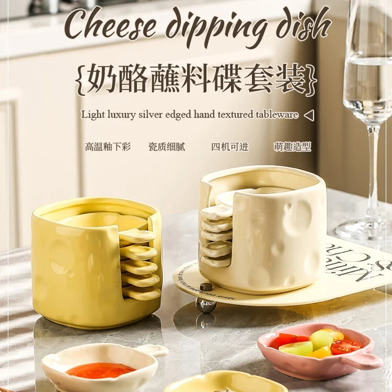 Dish Chinese New Household Solid Cream Wind Square Hot Pot Sauce Dishes 3.5 Inch High Aesthetic Plate
