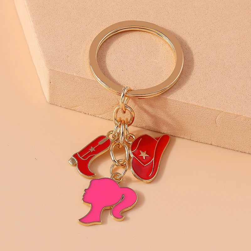 Fashion Women Hat Shoe Pendants Keychain for Car Key Handbag Purse Hanging Keyrings Accessories DIY Jewelry Gifts