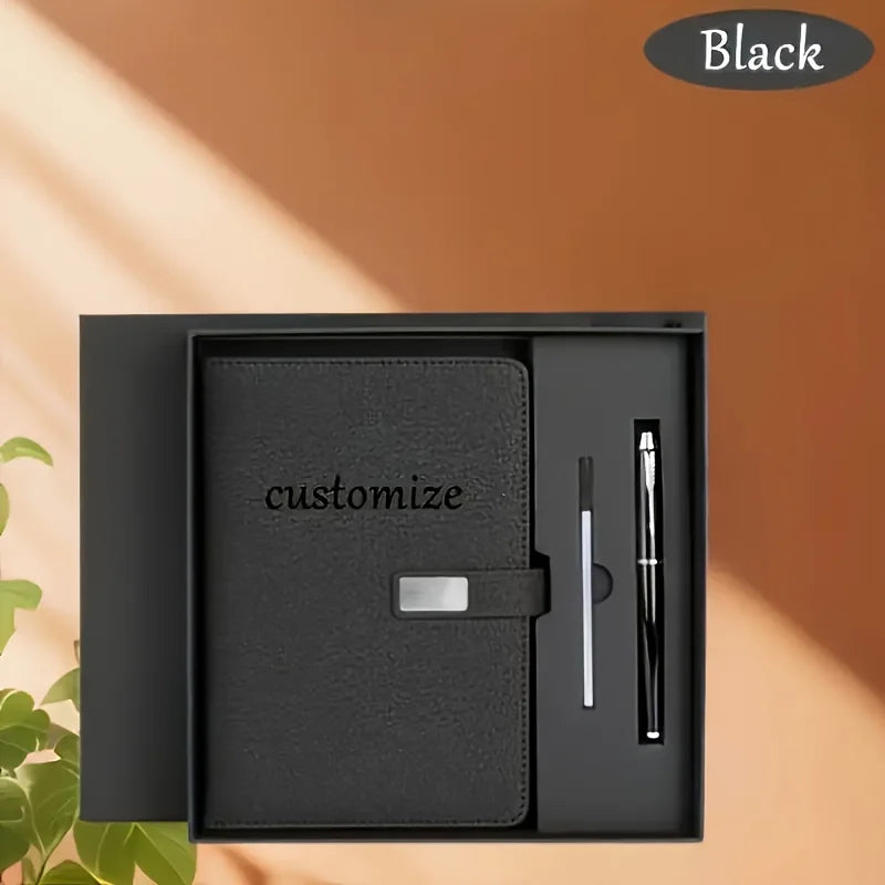 Engraved Name A5 Notebook Set, Magnetic Closure, 200 Pages, Pen & Pencil - Ideal for Business Graduation Teacher Office Gifts