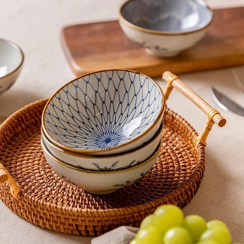 Ceramic Bowl Japanese Style Set Kitchen Noodle Bowl Hand-painted Tableware Set Microwave Safe Gift Box Dishes