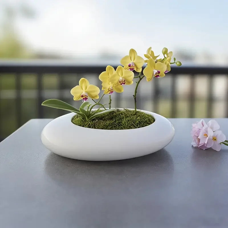 Chinese Style Ceramics Vase Flower Pot Black White Cobblestone Deformation Flower Arrangement Accessories Modern Home Decoration