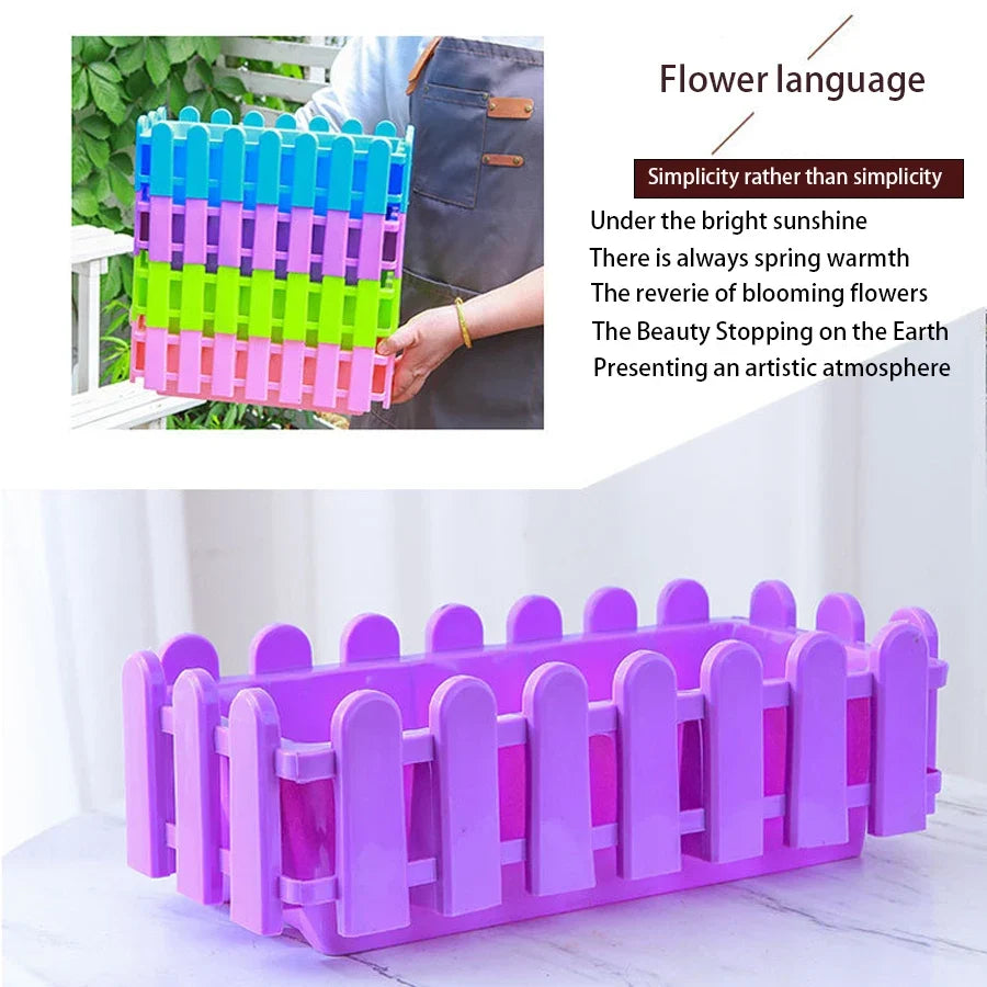 Fence style Flower Pot Rectangular Flower Trough Flower Pot Vegetable Garden Vegetable Pot Balcony Home Flower Cultivation