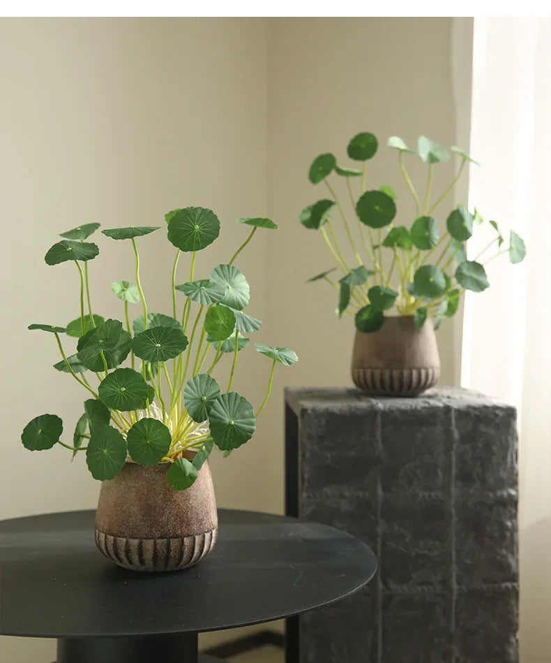 Artificial Lotus Plants Eucalyptus Leaves Plastic Tree Fake Plants Real Touch Copper Leafs For Home Office Decor