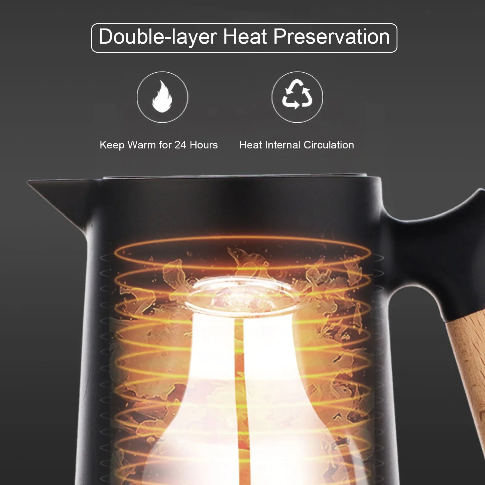D9 Large Thermal Coffee Water Bottle Double Walled Household Glass Liner Coffee Pot Insulation Camping Sports Dining Vacuum Pot