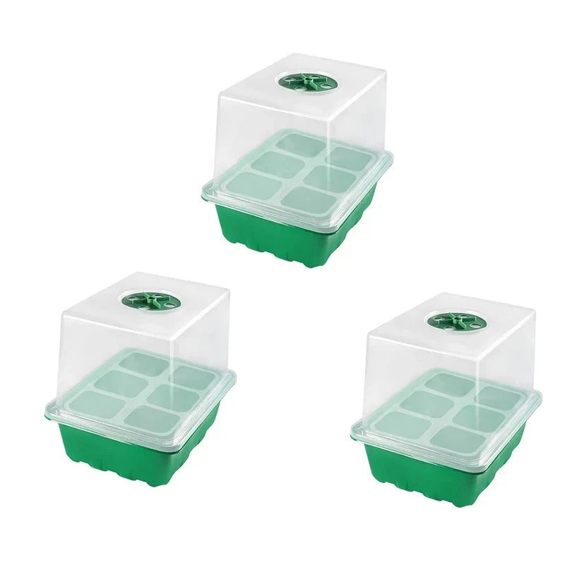 Heightened Three-Piece Set Seedling Box 6/12 Hole with Lid Succulent Vegetable Breeding Pot for Gardening And Plant Care