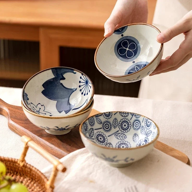 Ceramic Bowl Japanese Style Set Kitchen Noodle Bowl Hand-painted Tableware Set Microwave Safe Gift Box Dishes