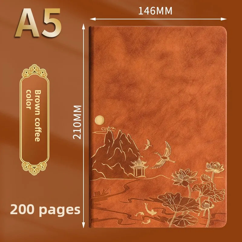 Notebook Set Single Book and Set Selection, Skin Feel and Color Changing PU Material Cover A5 Work Notebook Gift Box Set