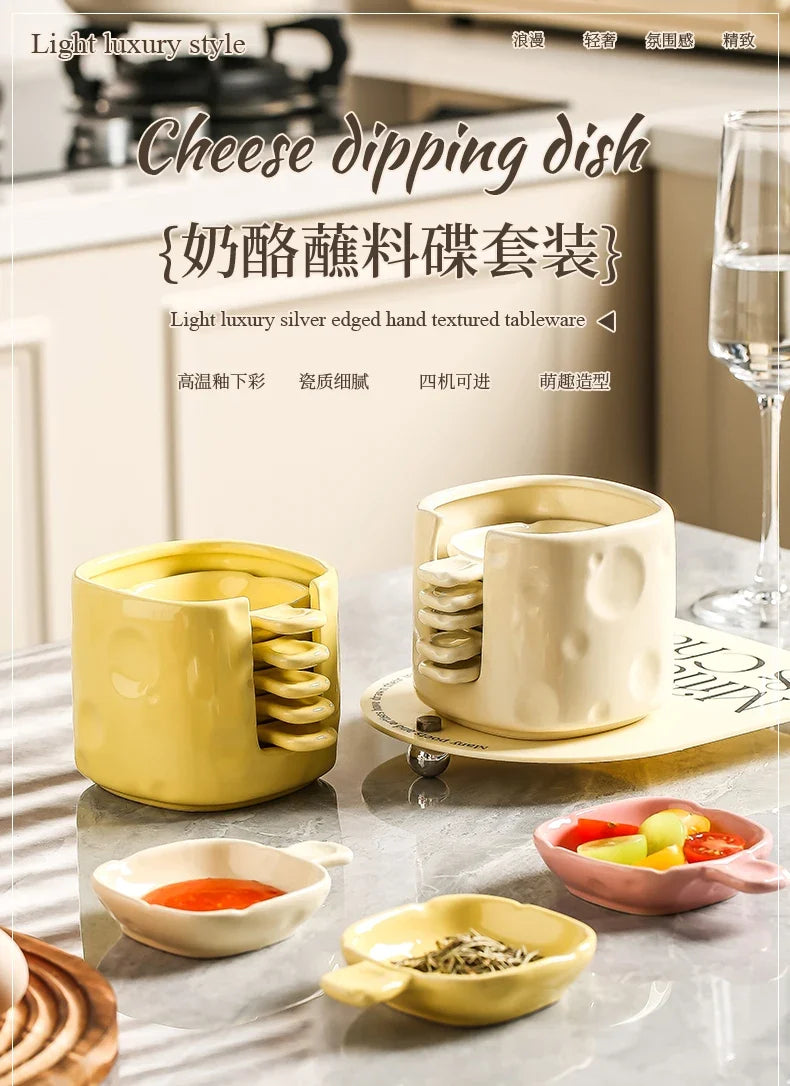 Dish Chinese New Household Solid Cream Wind Square Hot Pot Sauce Dishes 3.5 Inch High Aesthetic Plate