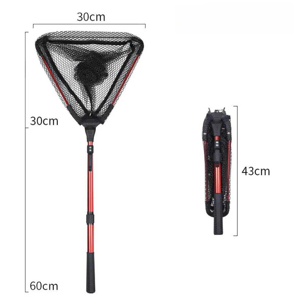Foldable Fishing Net with Aluminum Alloy Telescopic Handle Portable Landing Net Fishing Scoop Brail Outdoor Angling Gear