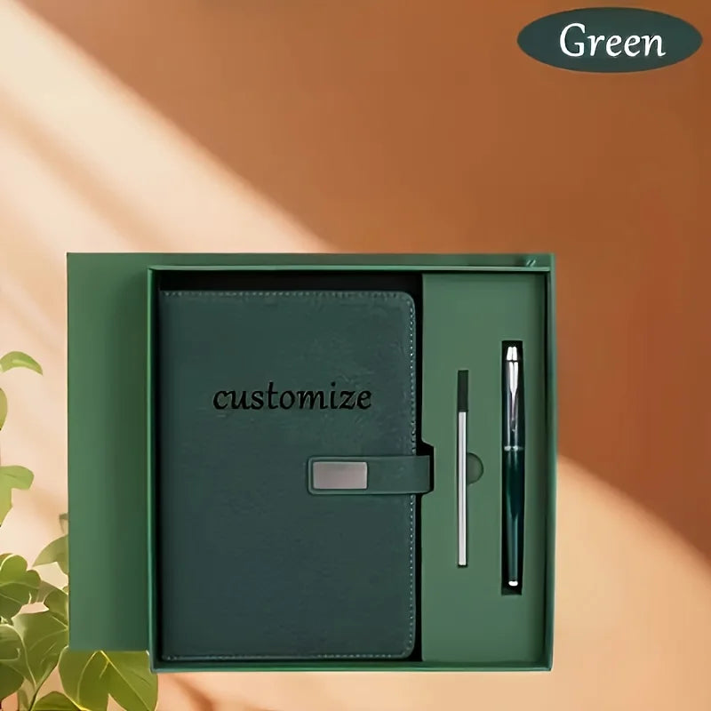 Engraved Name A5 Notebook Set, Magnetic Closure, 200 Pages, Pen & Pencil - Ideal for Business Graduation Teacher Office Gifts