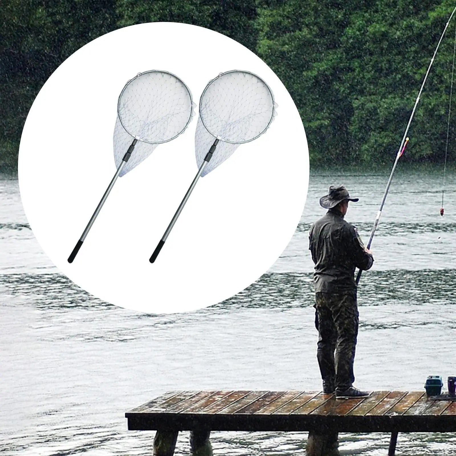 Fish Landing Net Long Handle Fish Releasing Net for Freshwater Men Women