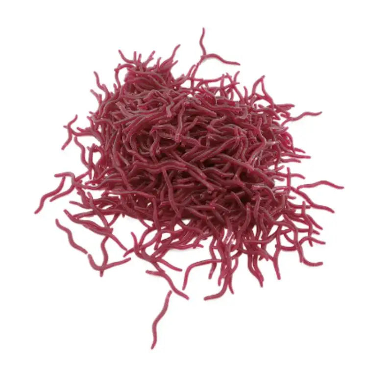 100pcs Red Worm Lure 3.5cm Lifelike Silica Gel Fishy Artificial Red Worm Earthworm Bait Submerge Simulation Lure Pesca