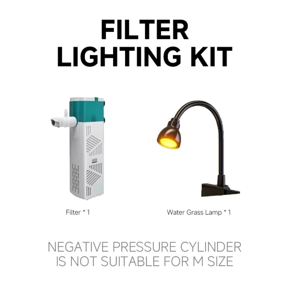Aquarium with LED Lighting Power Filter Fish Tank Multifunctional with Water Pump Turtle Tank for Fish Decor