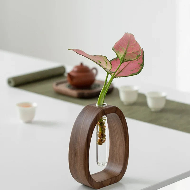 Solid Wood Flower Utensil Creative Flower Arrangement Simple Glass Plant Flower Insert Mini Water-grown Vase